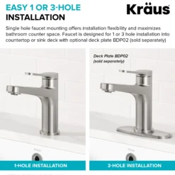 Single Handle Bathroom Faucet in Spot-Free Brushed Brass / Matte Black with Pop Up Drain and Supply Lines