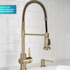 Single Handle Commercial Style Kitchen Faucet in Spot Free Antique Champagne Bronze