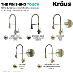 Single Handle Commercial Style Kitchen Faucet in Spot Free Antique Champagne Bronze