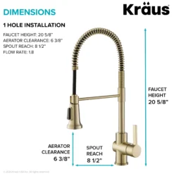 Single Handle Commercial Style Kitchen Faucet in Spot Free Antique Champagne Bronze