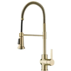 Single Handle Commercial Style Kitchen Faucet in Spot Free Antique Champagne Bronze