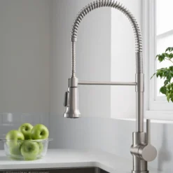 Single Handle Commercial Style Kitchen Faucet in Spot Free Stainless Steel Finish