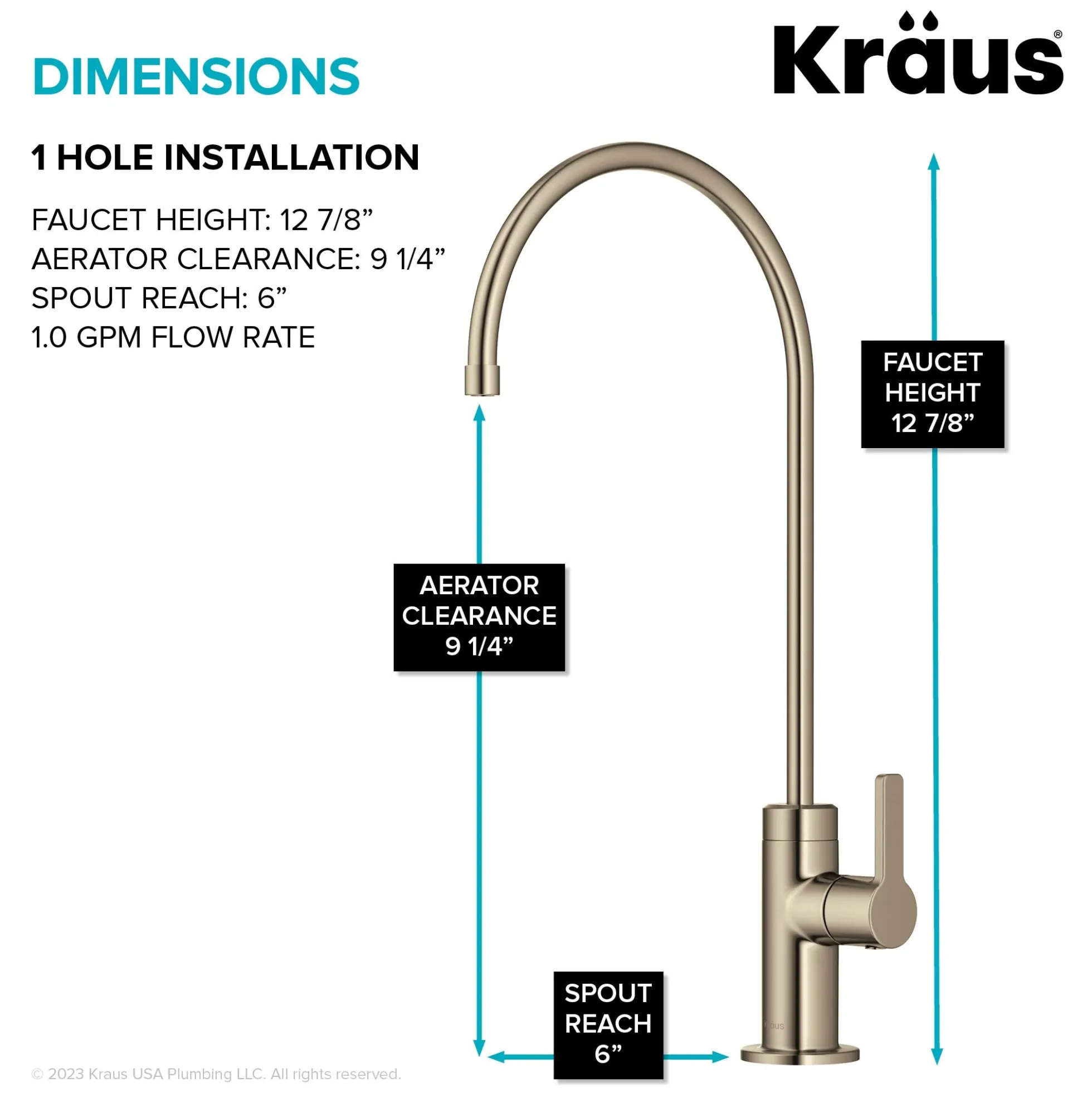Single Handle Drinking Water Filter Faucet for Reverse Osmosis or Water Filtration System in Spot-Free Antique Champagne Bronze