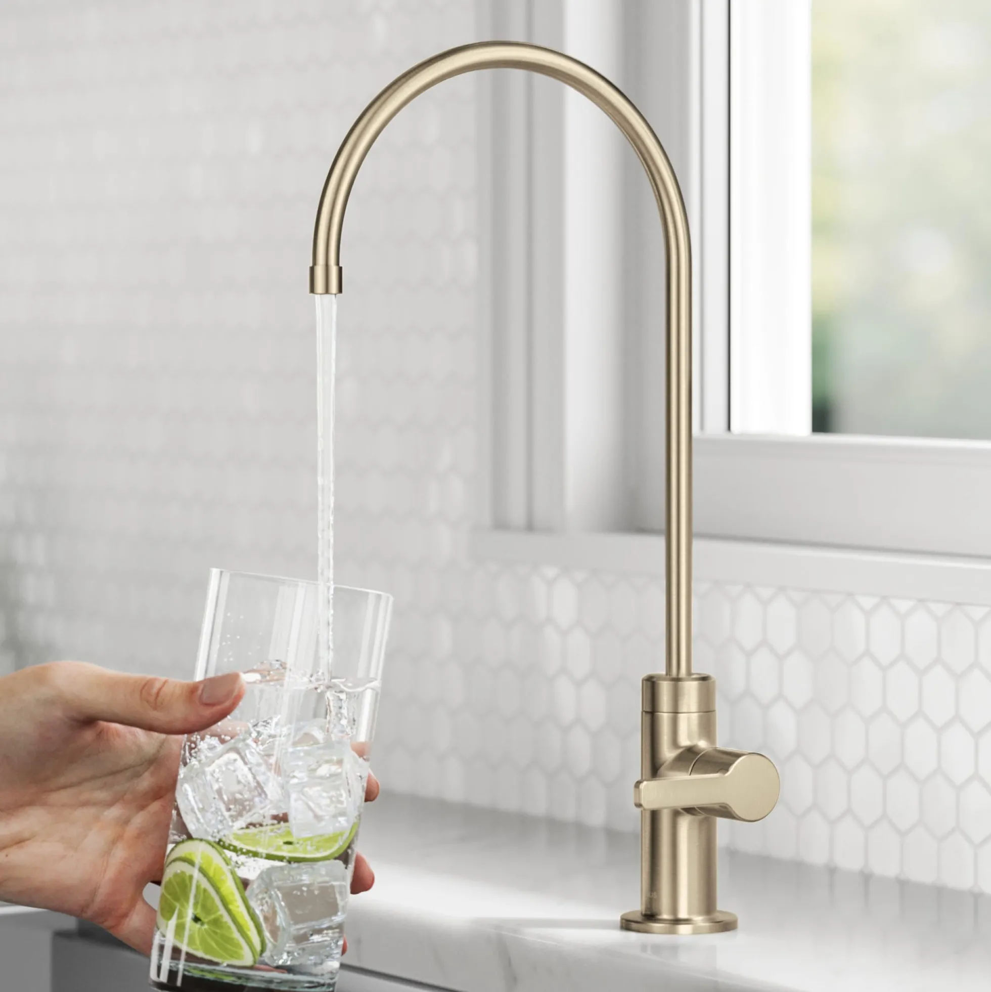 Single Handle Drinking Water Filter Faucet for Reverse Osmosis or Water Filtration System in Spot-Free Antique Champagne Bronze