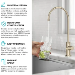Single Handle Drinking Water Filter Faucet for Reverse Osmosis or Water Filtration System in Spot-Free Antique Champagne Bronze