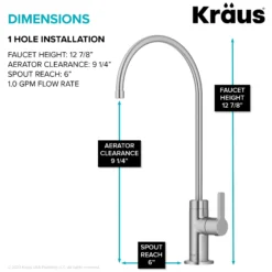 Single Handle Drinking Water Filter Faucet for Reverse Osmosis or Water Filtration System in Spot-Free Stainless Steel