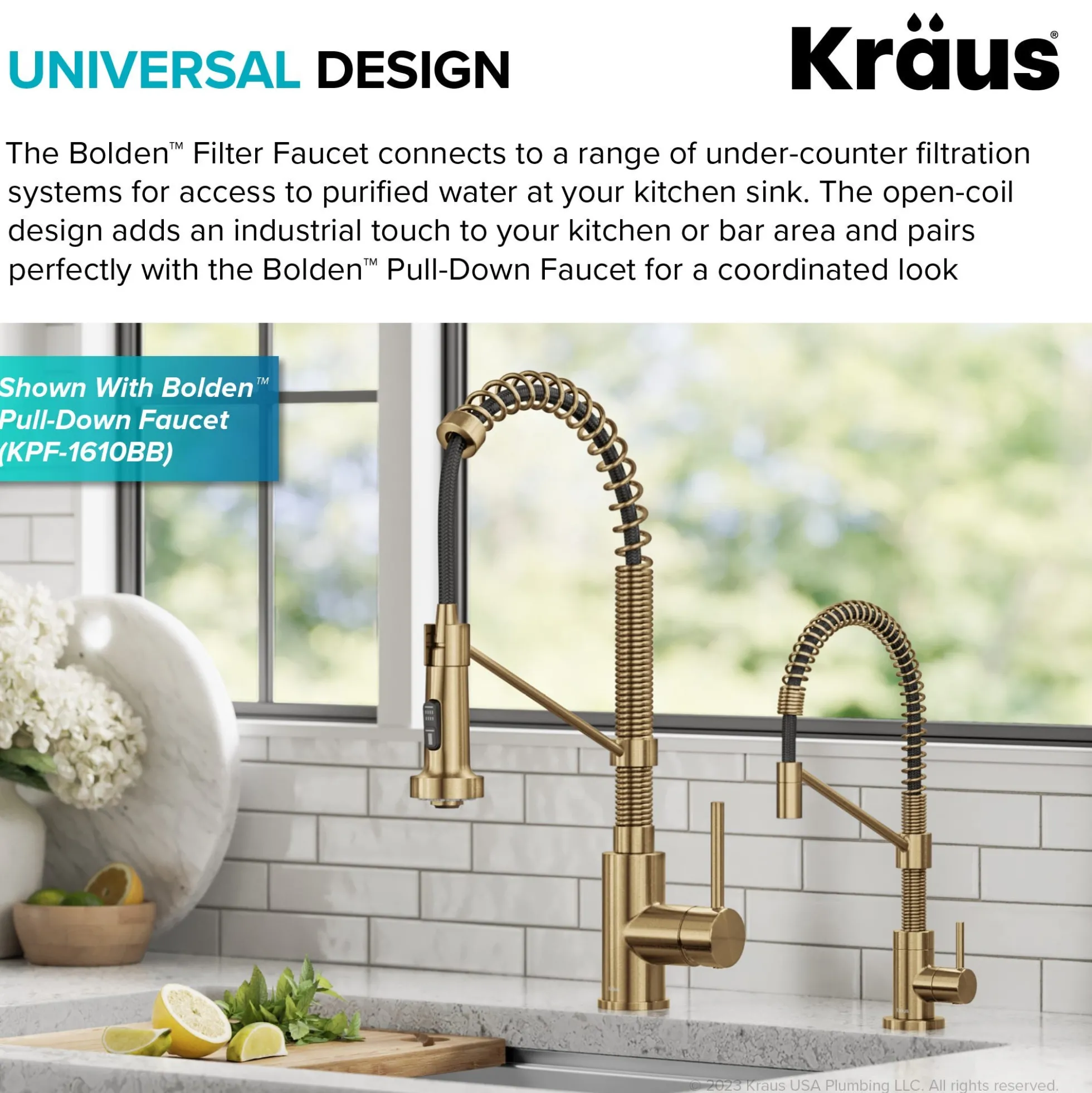 Single Handle Drinking Water Filter Faucet for Reverse Osmosis or Water Filtration System in Brushed Brass