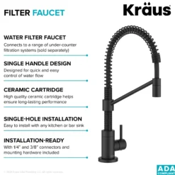 Single Handle Drinking Water Filter Faucet for Reverse Osmosis or Water Filtration System in Matte Black