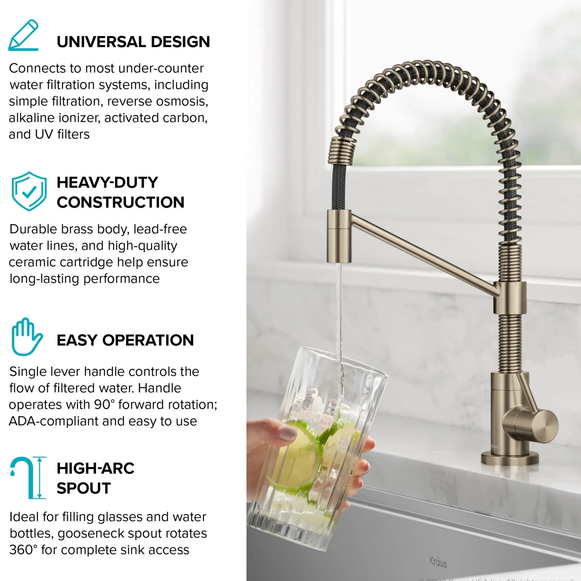 Single Handle Drinking Water Filter Faucet for Reverse Osmosis or Water Filtration System in Spot-Free Antique Champagne Bronze