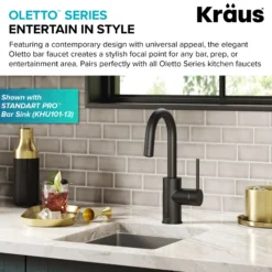 Single Handle Kitchen Bar Faucet with QuickDock Top Mount Installation Assembly in Matte Black