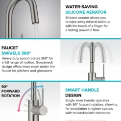 Single Handle Kitchen Bar Faucet with QuickDock Top Mount Installation Assembly in Spot Free Antique Champagne Bronze