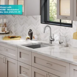 Single Handle Kitchen Bar Faucet with QuickDock Top Mount Installation Assembly in Spot Free Stainless Steel