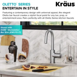 Single Handle Kitchen Bar Faucet with QuickDock Top Mount Installation Assembly in Spot Free Stainless Steel