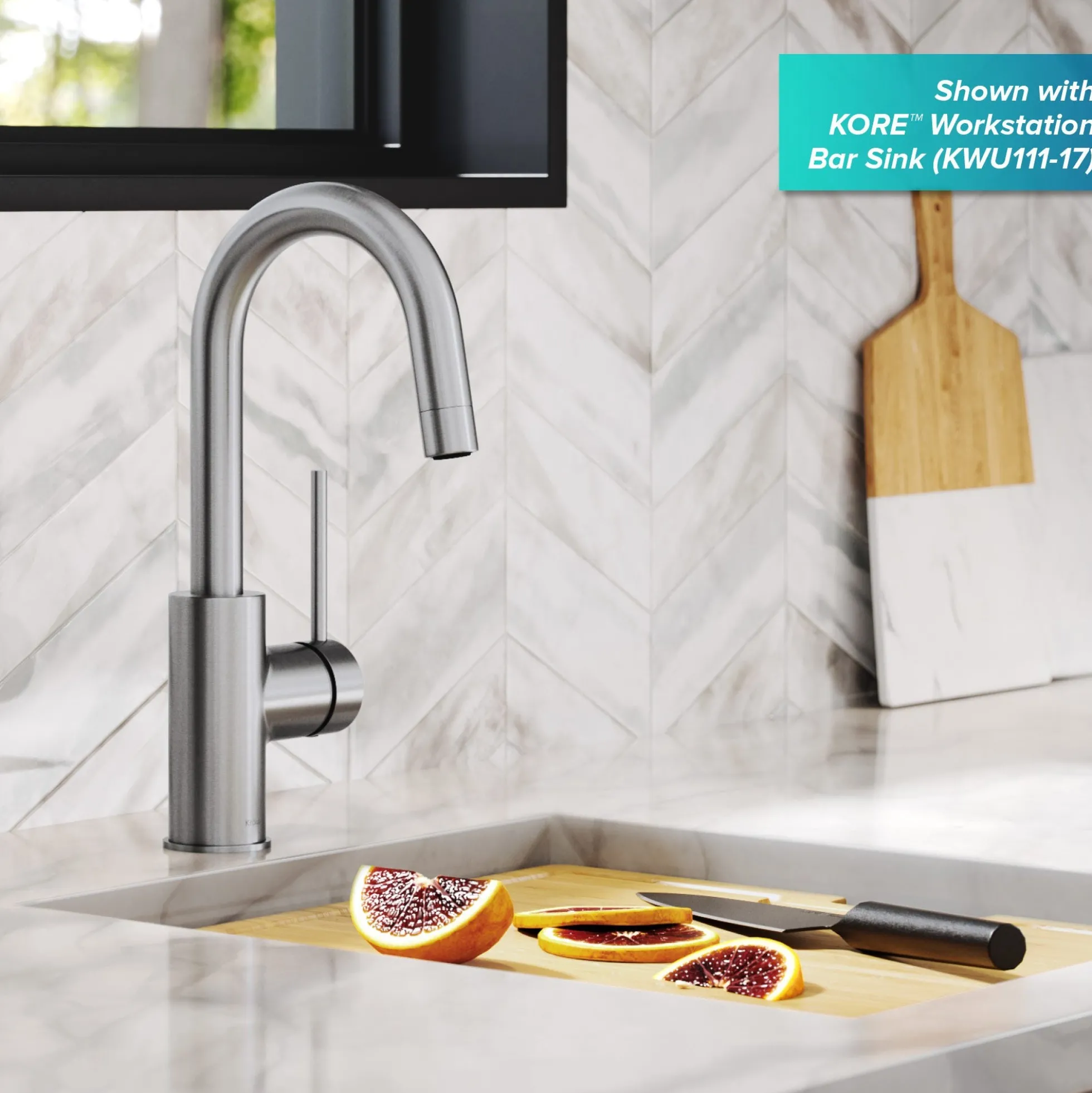 Single Handle Kitchen Bar Faucet with QuickDock Top Mount Installation Assembly in Spot Free Stainless Steel