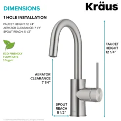 Single Handle Kitchen Bar Faucet with QuickDock Top Mount Installation Assembly in Spot Free Stainless Steel