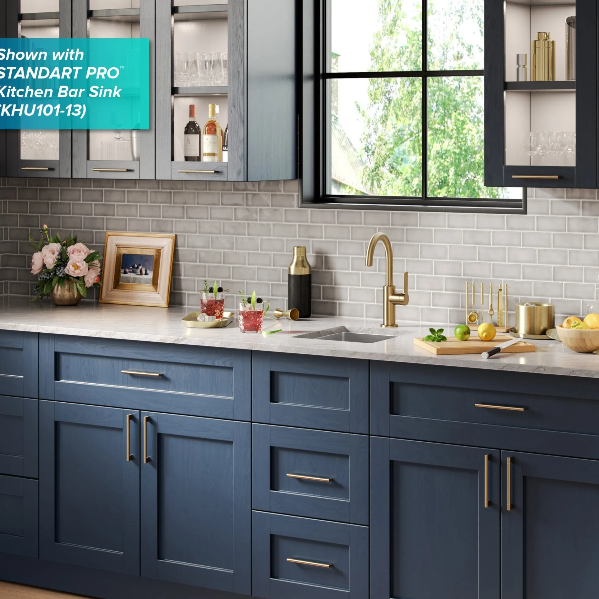 Single Handle Kitchen Bar Faucet in Brushed Brass