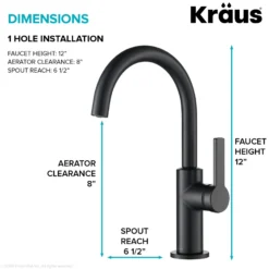 Single Handle Kitchen Bar Faucet in Matte Black