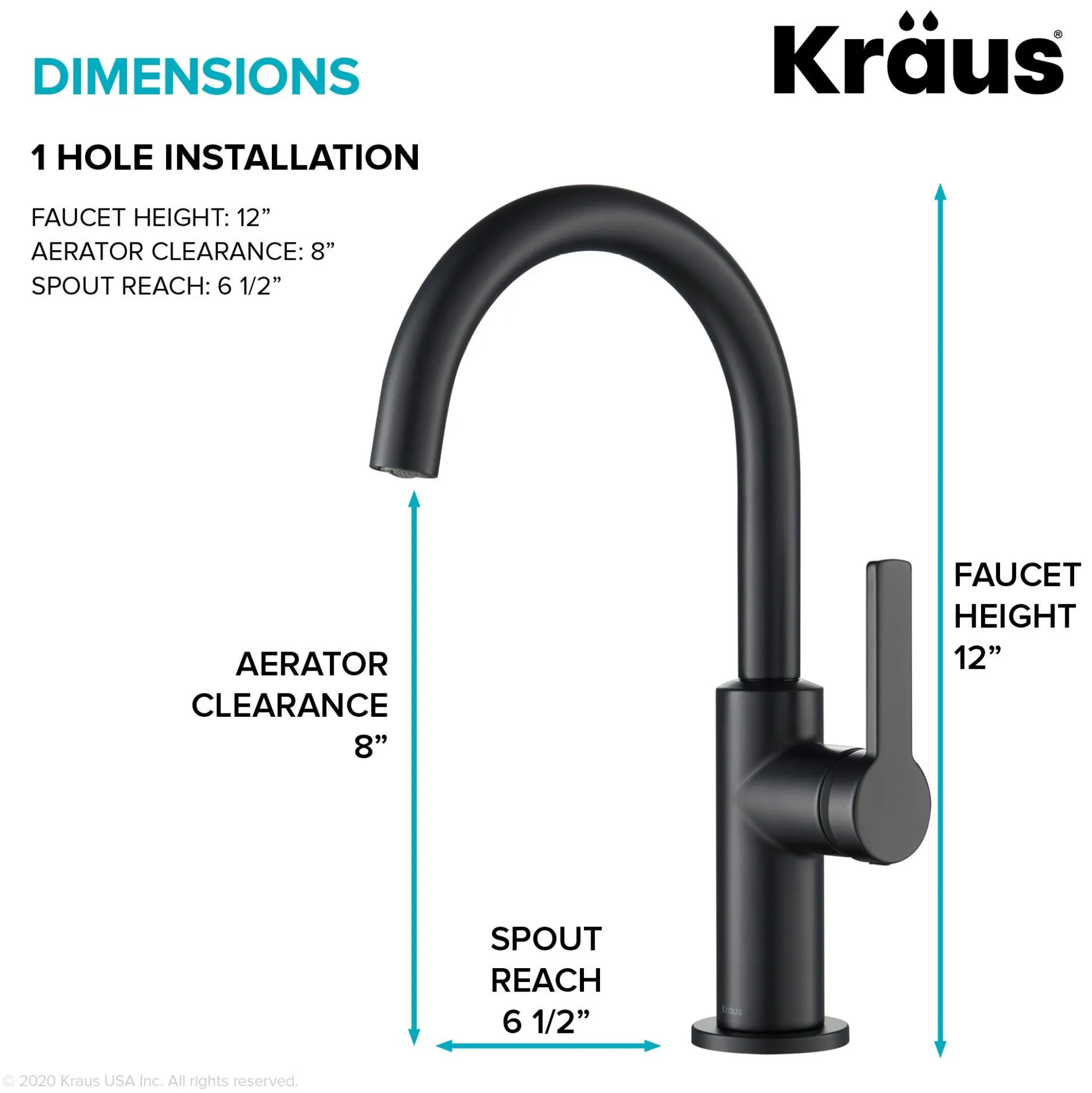 Single Handle Kitchen Bar Faucet in Matte Black