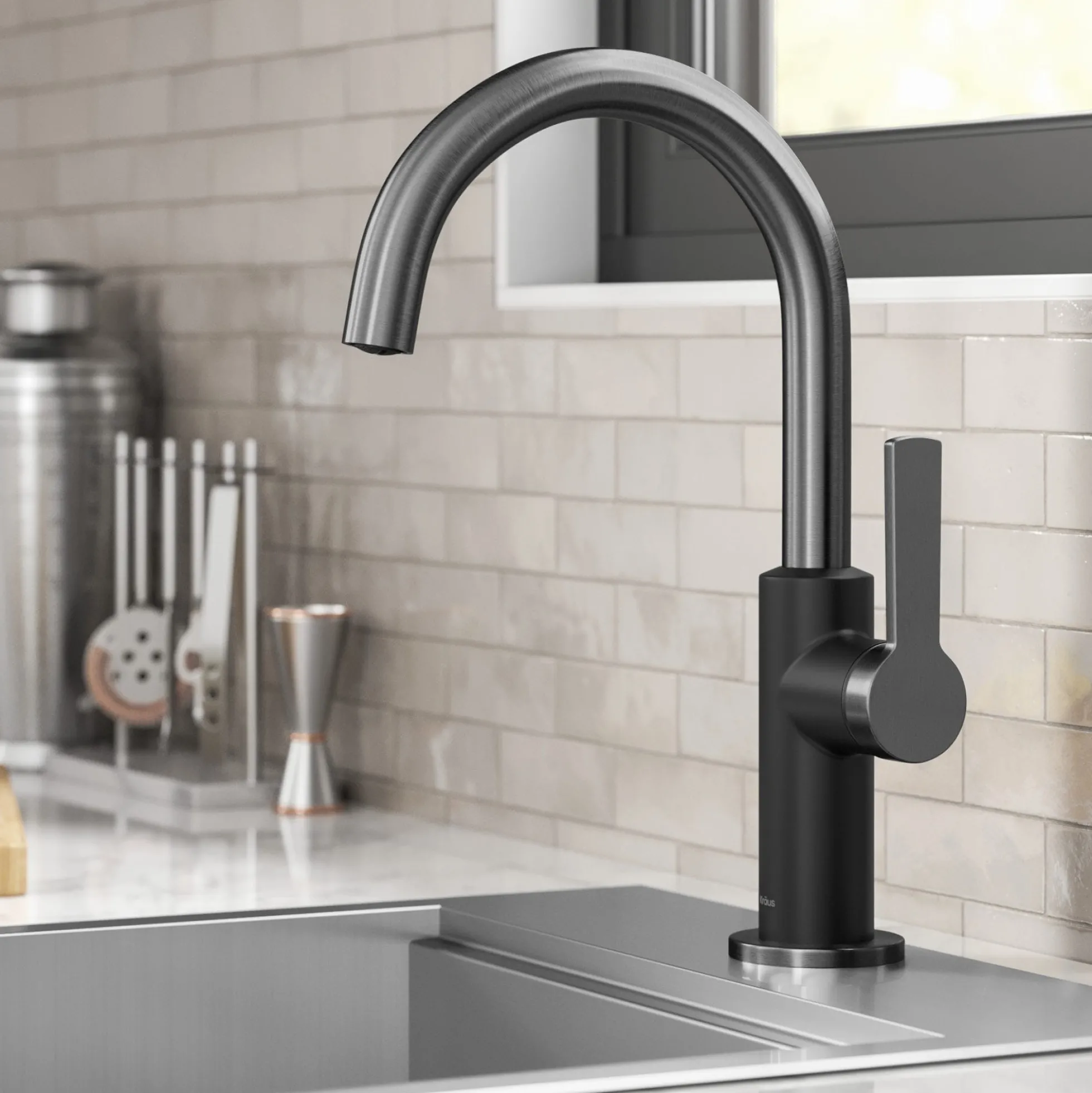 Single Handle Kitchen Bar Faucet in Matte Black / Spot Free Black Stainless Steel