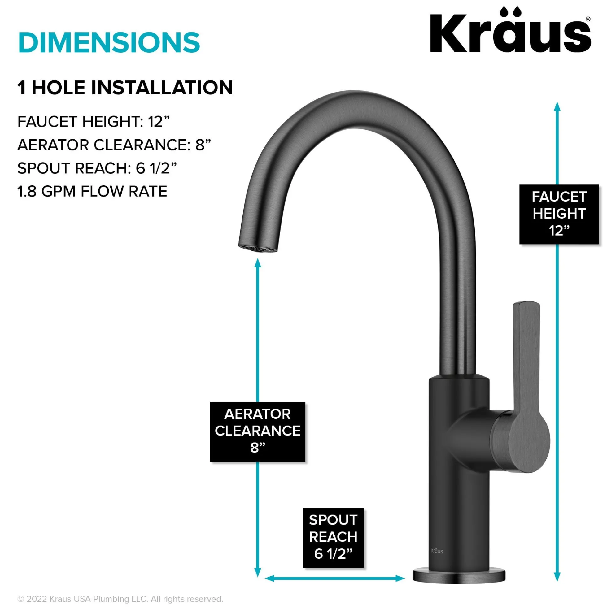 Single Handle Kitchen Bar Faucet in Matte Black / Spot Free Black Stainless Steel
