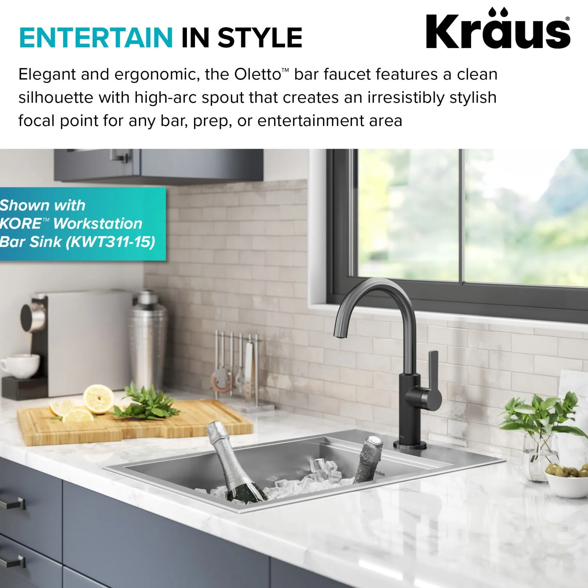 Single Handle Kitchen Bar Faucet in Matte Black / Spot Free Black Stainless Steel