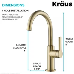 Single Handle Kitchen Bar Faucet in Spot Free Antique Champagne Bronze