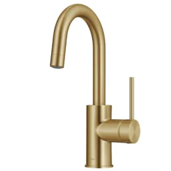 Single Handle Kitchen Bar Faucet with QuickDoc Top Mount Assembly in Brushed Brass