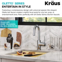 Single Handle Kitchen Bar Faucet with QuickDock Top Mount Installation Assembly in Chrome