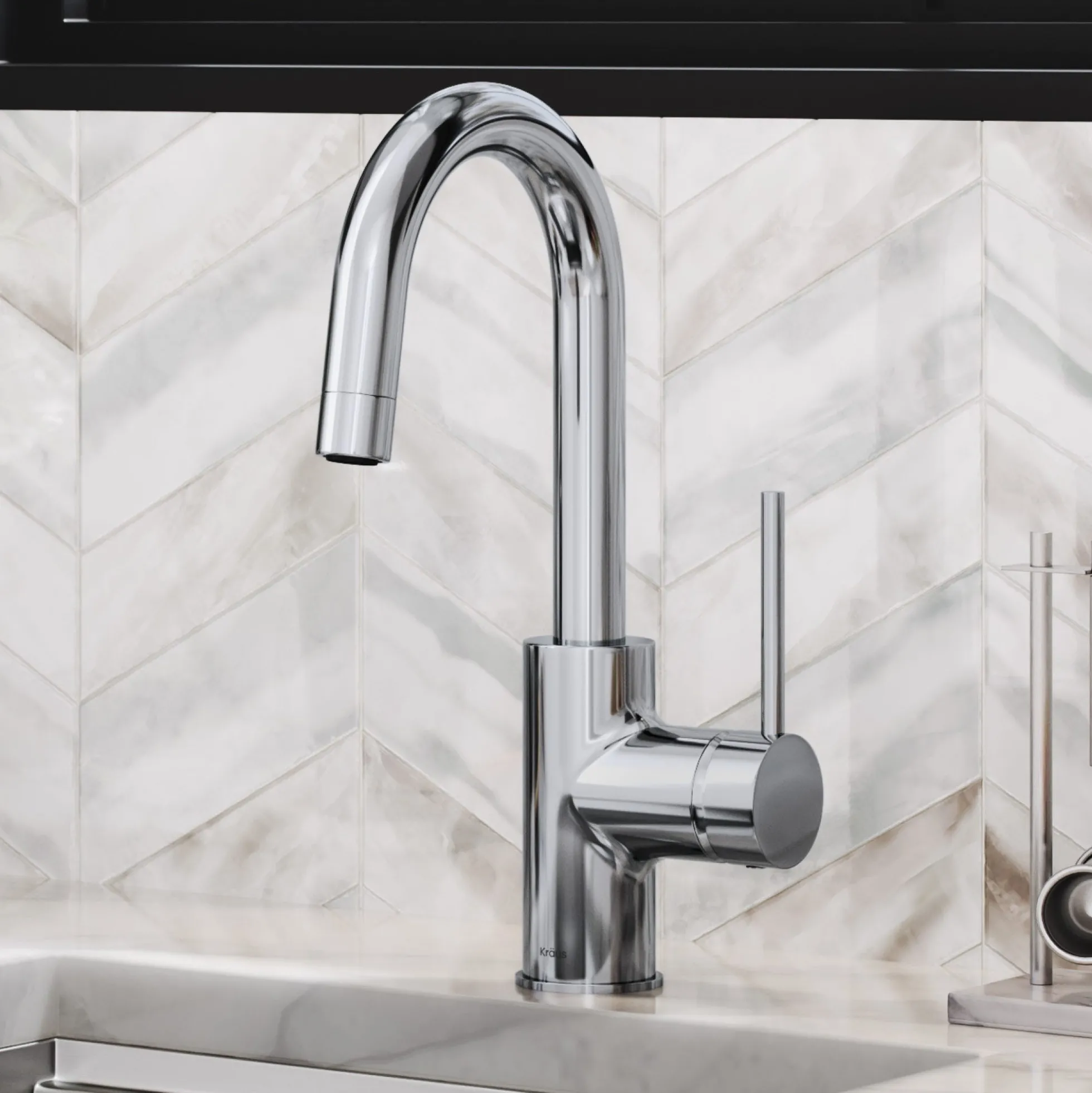 Single Handle Kitchen Bar Faucet with QuickDock Top Mount Installation Assembly in Chrome