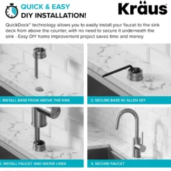 Single Handle Kitchen Bar Faucet with QuickDock Top Mount Installation Assembly in Chrome