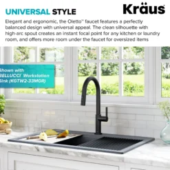 Single Handle Pull Down Kitchen Faucet in Matte Black