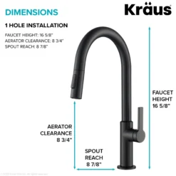 Single Handle Pull Down Kitchen Faucet in Matte Black