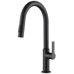Single Handle Pull Down Kitchen Faucet in Matte Black