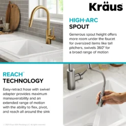 Single Handle Pull Down Kitchen Faucet with QuickDock Top Mount Installation Assembly in Spot-Free Brushed Brass