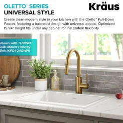 Single Handle Pull Down Kitchen Faucet with QuickDock Top Mount Installation Assembly in Spot-Free Brushed Brass