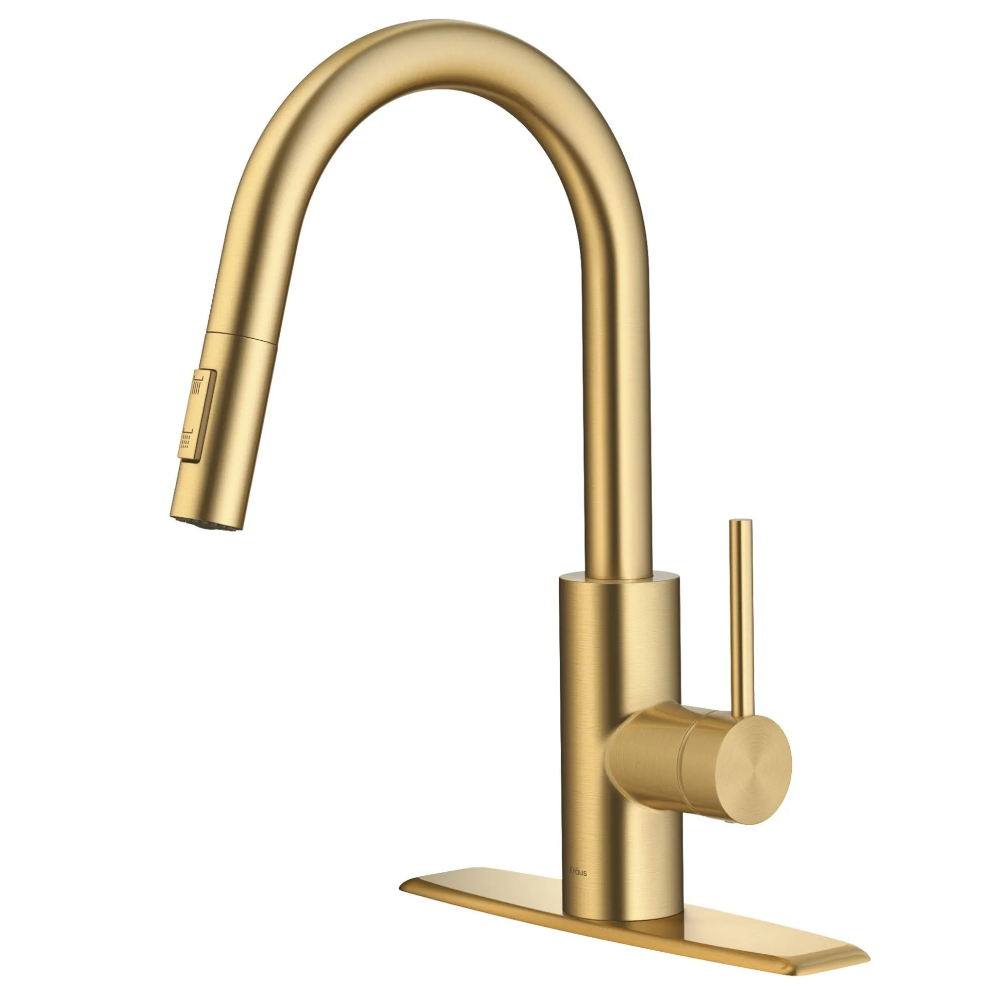Single Handle Pull Down Kitchen Faucet with QuickDock Top Mount Installation Assembly in Spot-Free Brushed Brass