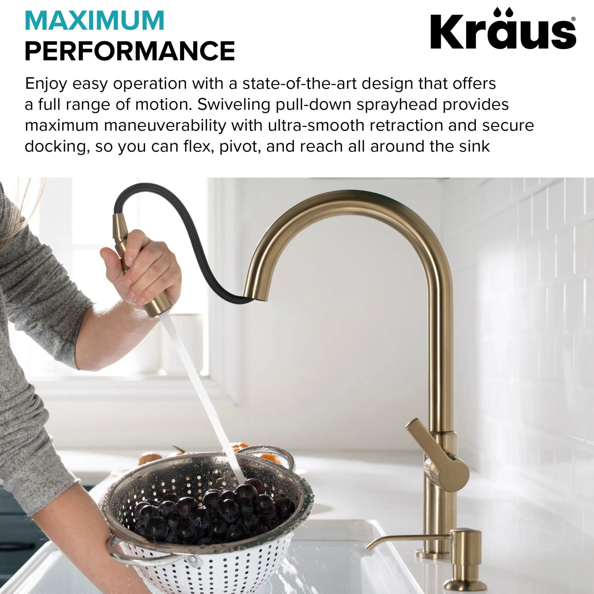 Single Handle Pull Down Kitchen Faucet in Spot Free Stainless Steel