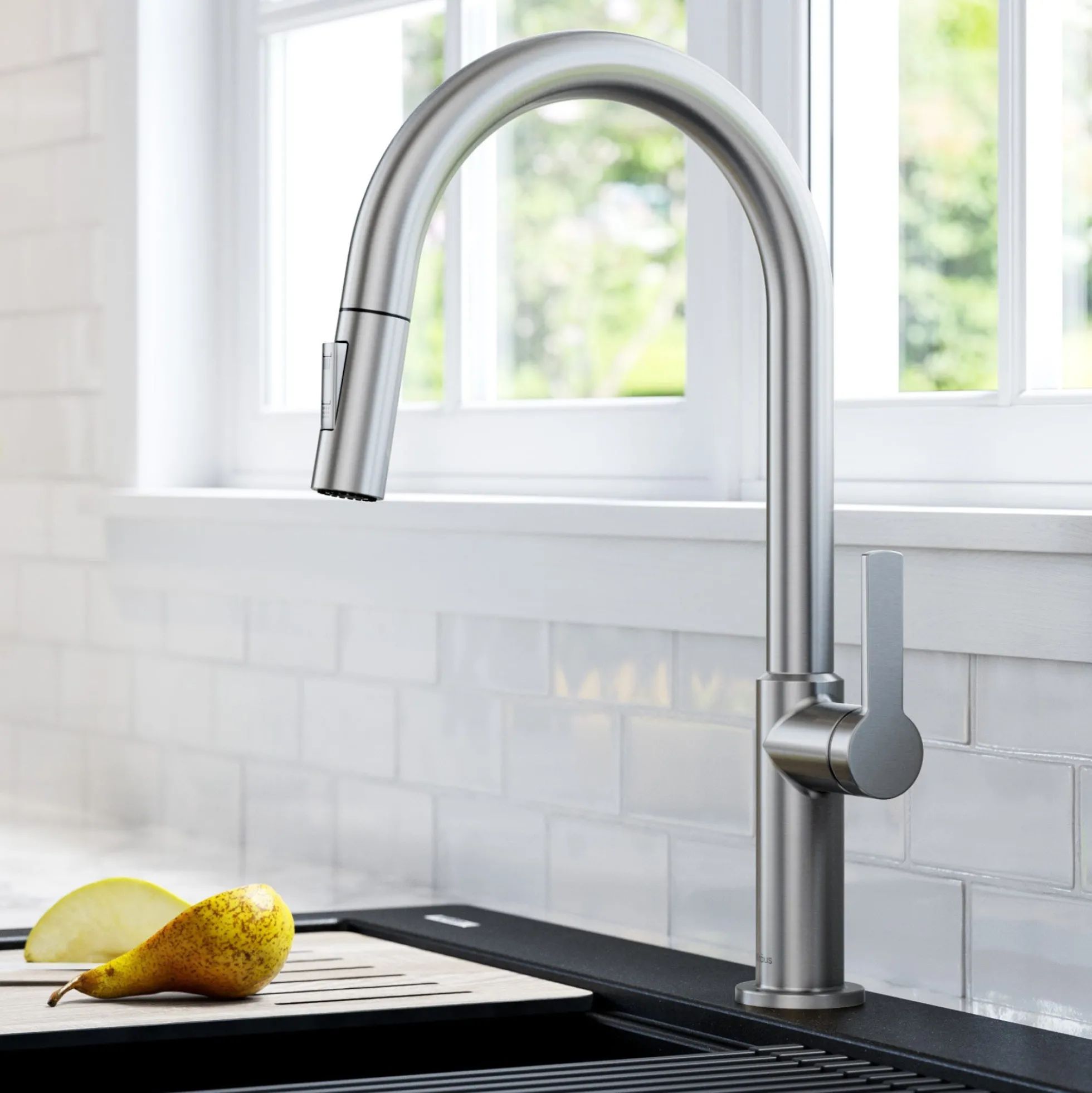 Single Handle Pull Down Kitchen Faucet in Spot Free Stainless Steel