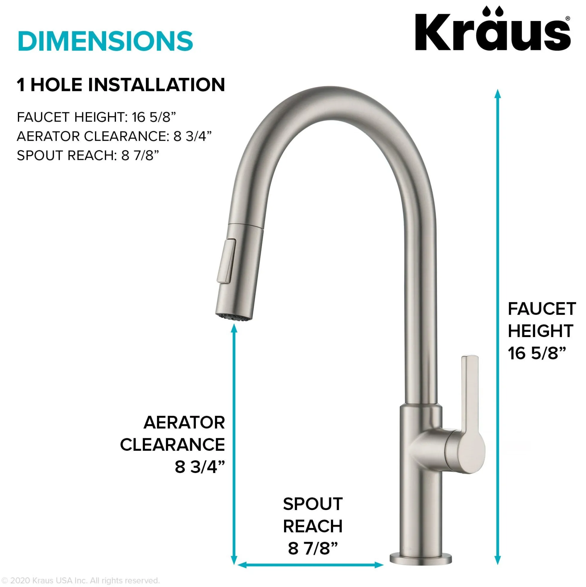 Single Handle Pull Down Kitchen Faucet in Spot Free Stainless Steel