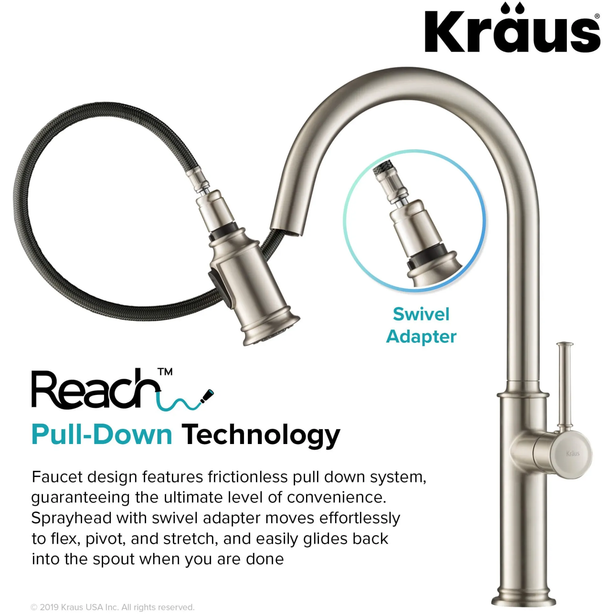 Single Handle Pull Down Kitchen Faucet with Deck Plate and Soap Dispenser in all-Brite Spot Free Stainless Steel