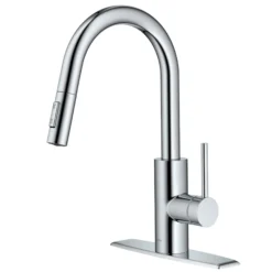 Single Handle Pull Down Kitchen Faucet with QuickDock Top Mount Installation Assembly in Chrome
