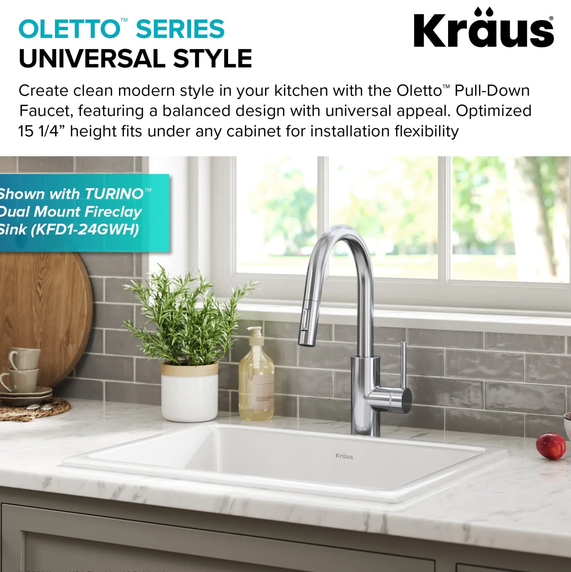 Single Handle Pull Down Kitchen Faucet with QuickDock Top Mount Installation Assembly in Chrome