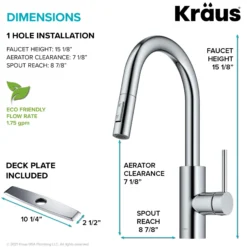 Single Handle Pull Down Kitchen Faucet with QuickDock Top Mount Installation Assembly in Chrome