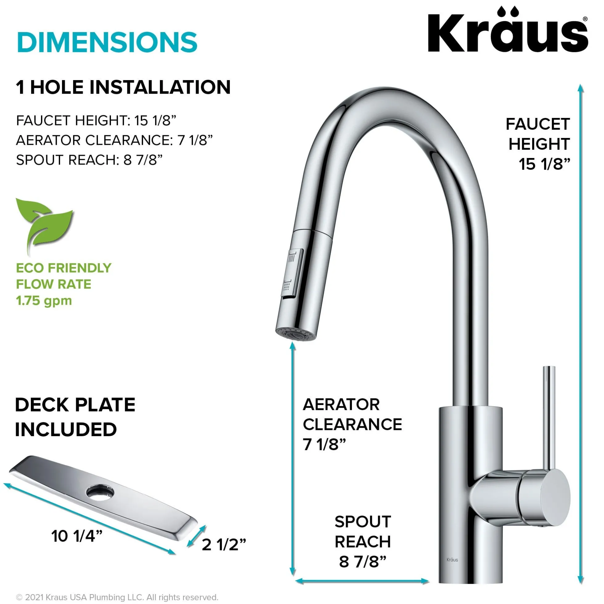 Single Handle Pull Down Kitchen Faucet with QuickDock Top Mount Installation Assembly in Chrome