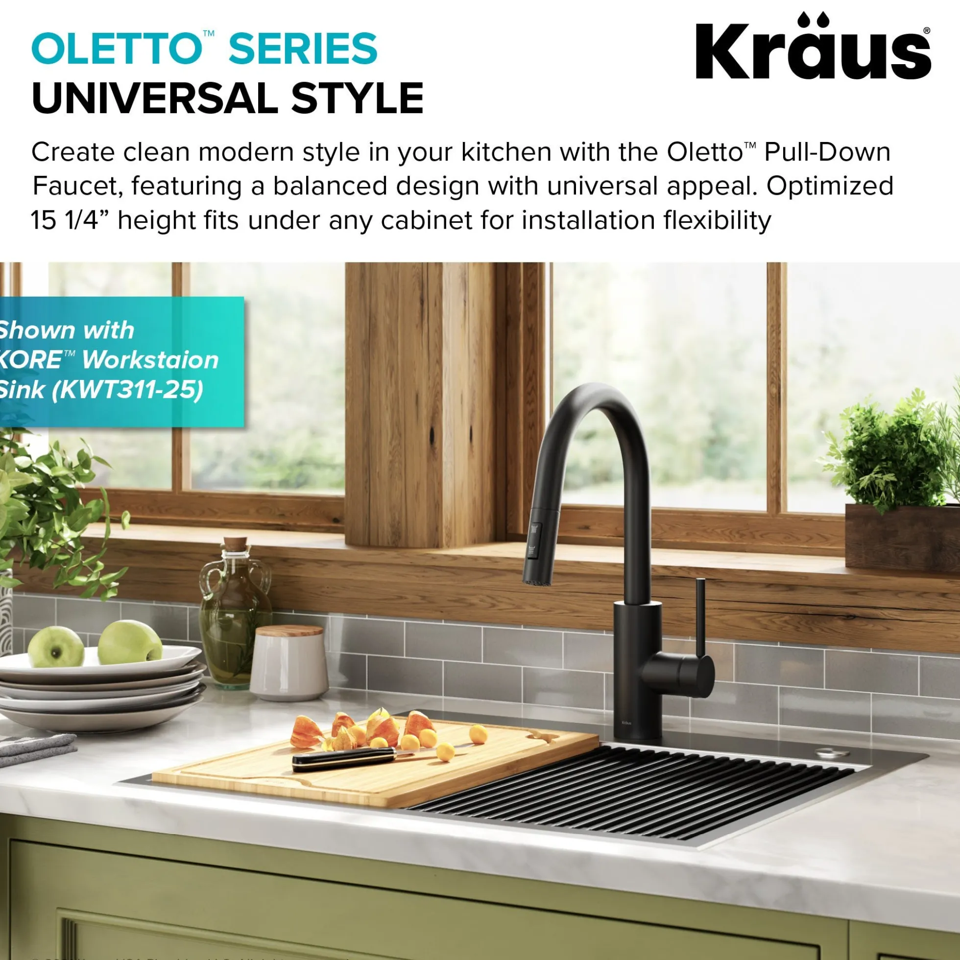 Single Handle Pull Down Kitchen Faucet with QuickDock Top Mount Installation Assembly in Matte Black