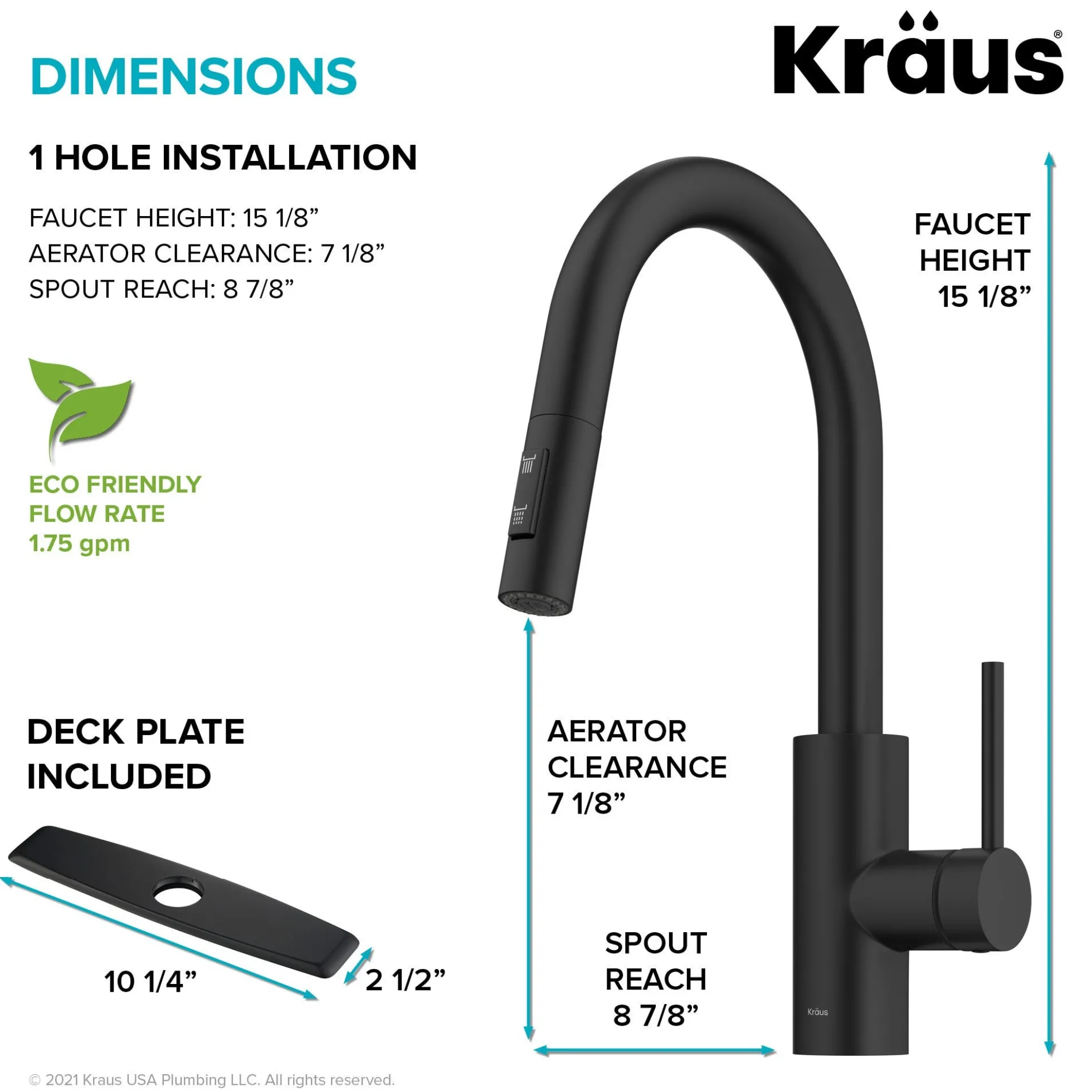 Single Handle Pull Down Kitchen Faucet with QuickDock Top Mount Installation Assembly in Matte Black