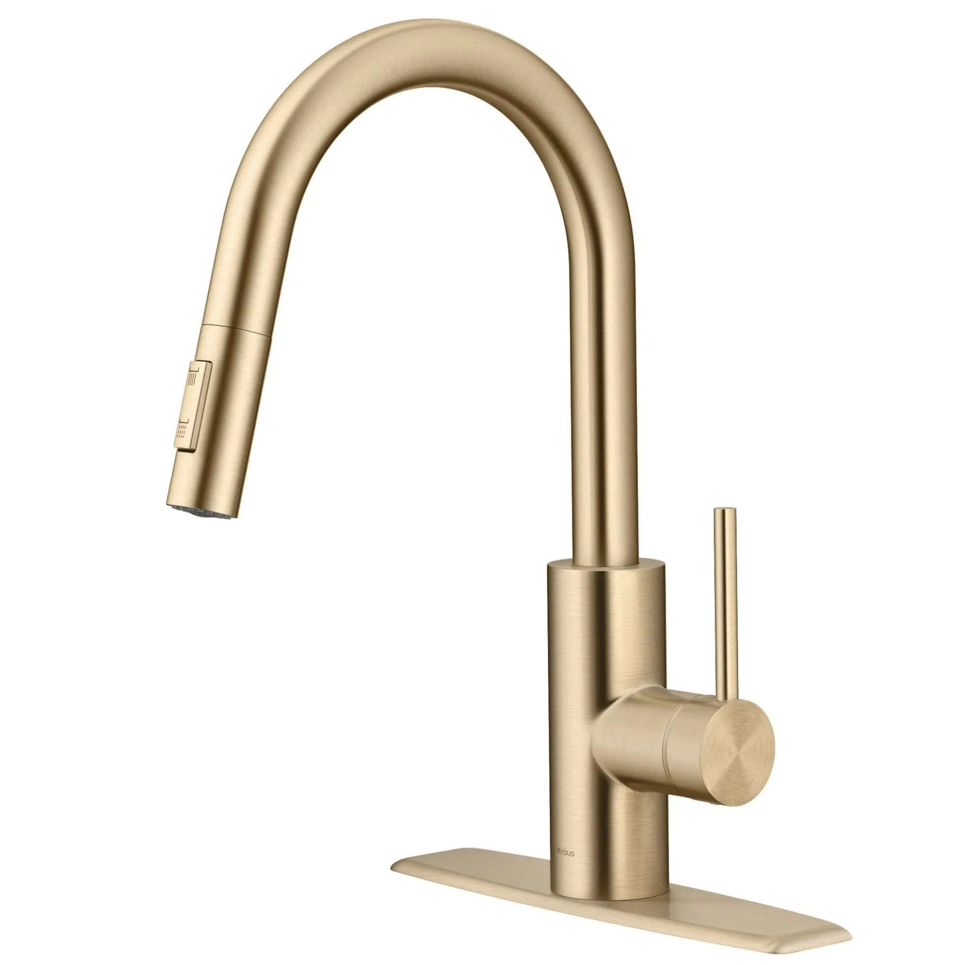 Single Handle Pull Down Kitchen Faucet with QuickDock Top Mount Installation Assembly in Spot Free Antique Champagne Bronze