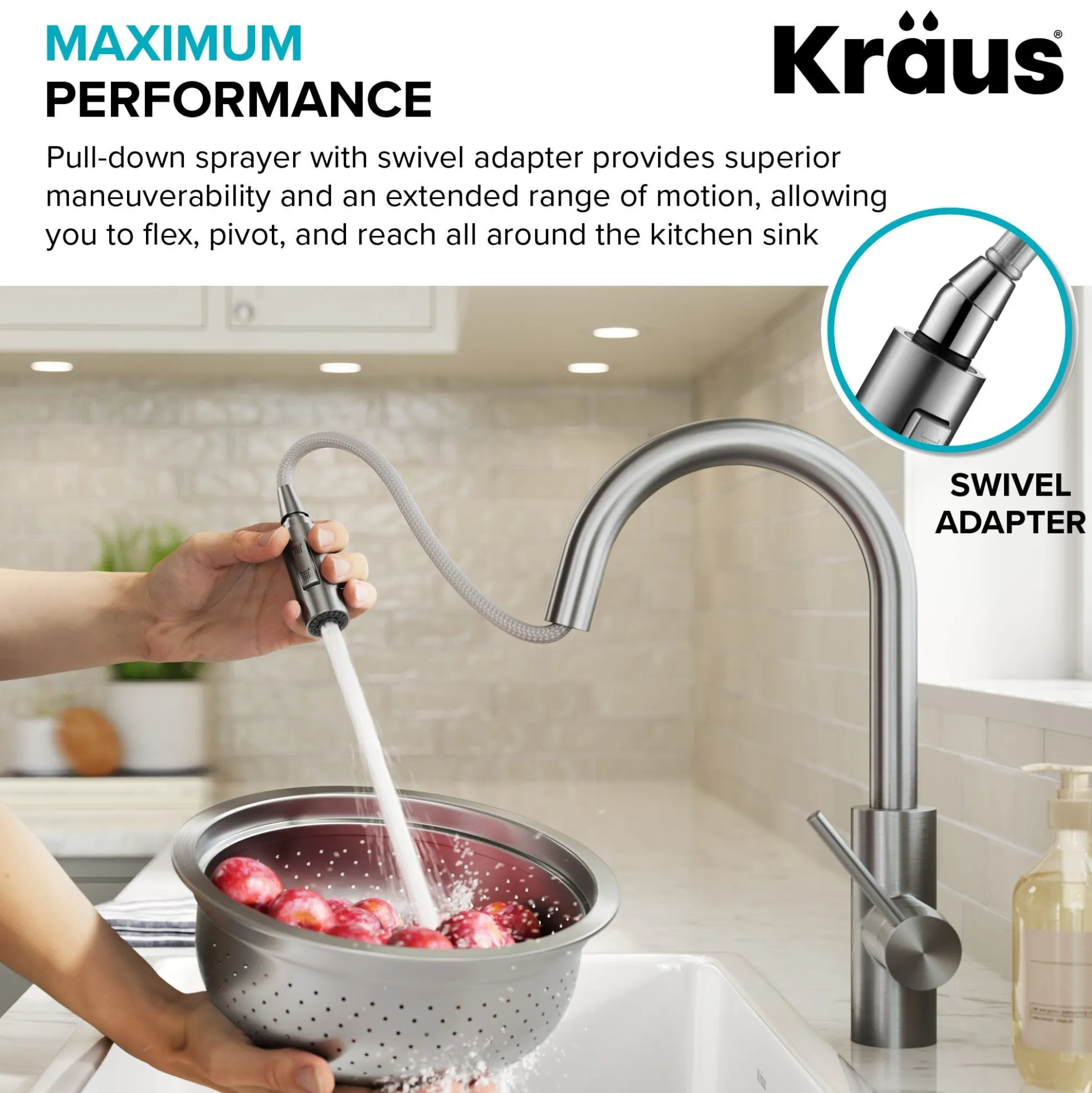 Single Handle Pull Down Kitchen Faucet with QuickDock Top Mount Installation Assembly in Spot Free Antique Champagne Bronze