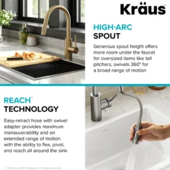 Single Handle Pull Down Kitchen Faucet with QuickDock Top Mount Installation Assembly in Spot Free Antique Champagne Bronze