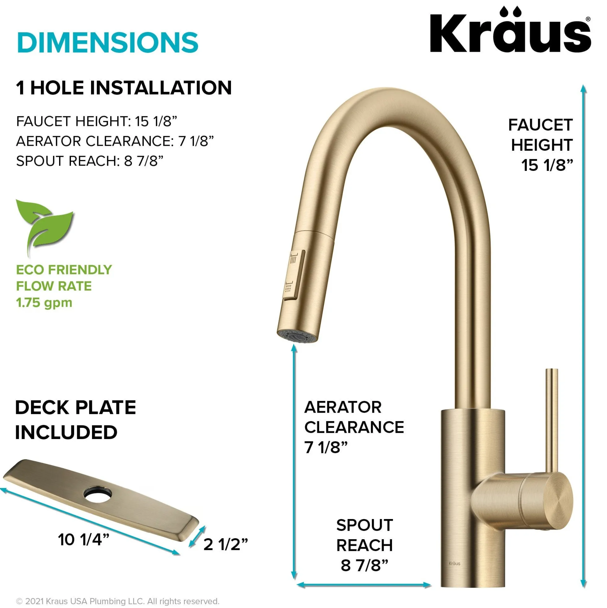 Single Handle Pull Down Kitchen Faucet with QuickDock Top Mount Installation Assembly in Spot Free Antique Champagne Bronze